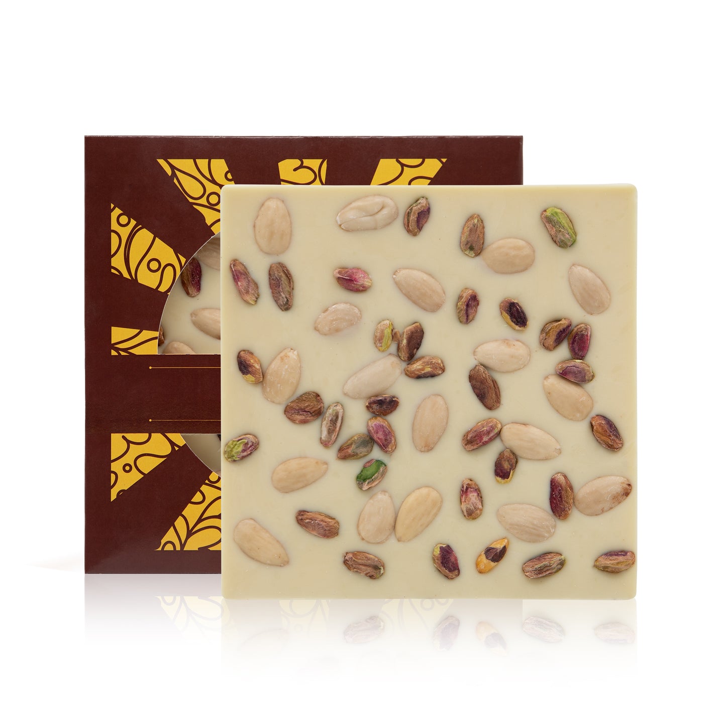 Mattonella di Cioccolato Bianco con Mandorle e Pistacchi 200g Dolmarr
