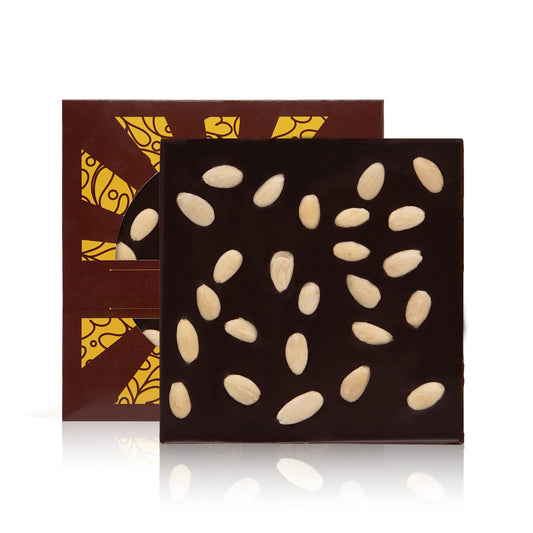 Mattonella di Cioccolato Extra Fondente al 75% con Mandorle 200g Dolmarr