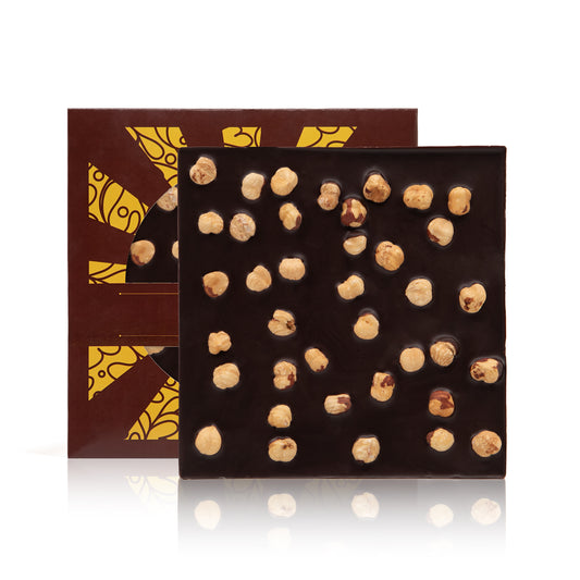 Mattonella di Cioccolato Extra Fondente 75% con Nocciole 200g Dolmarr