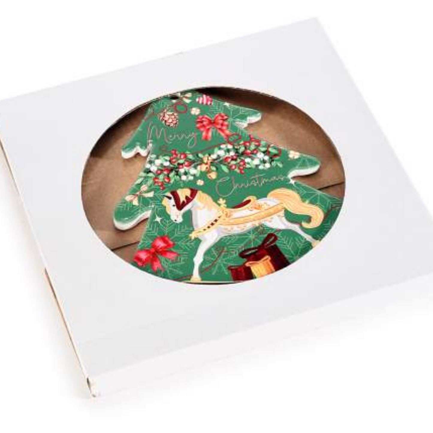 Sottopentola Albero di Natale Ceramica Lucida e Base Sughero 02