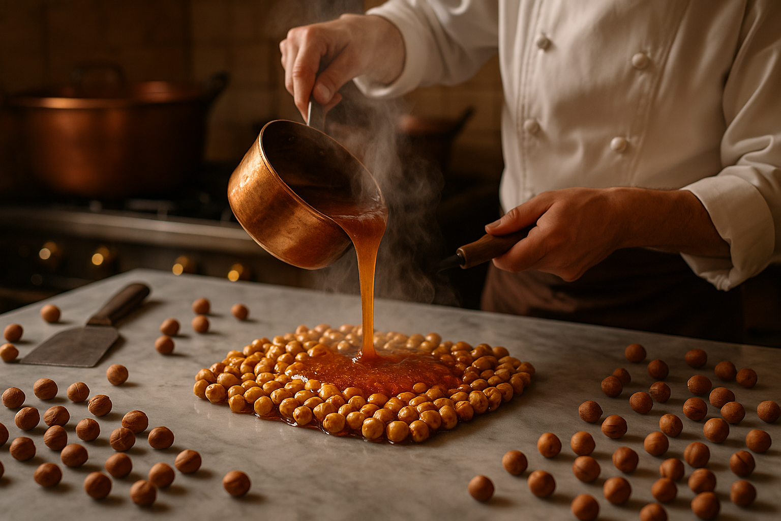 the making of artisanal hazelnut brittle