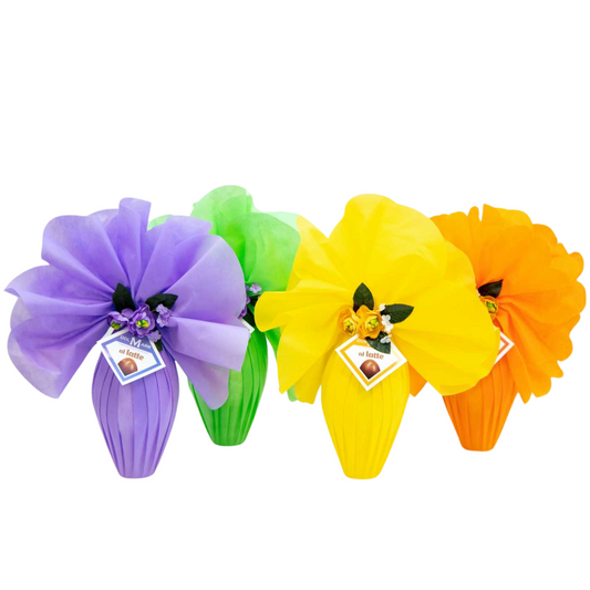 Uovo di Pasqua Flowers con Sorpresa Preziosa al Latte o Fondente Dolmarr Cioccolato