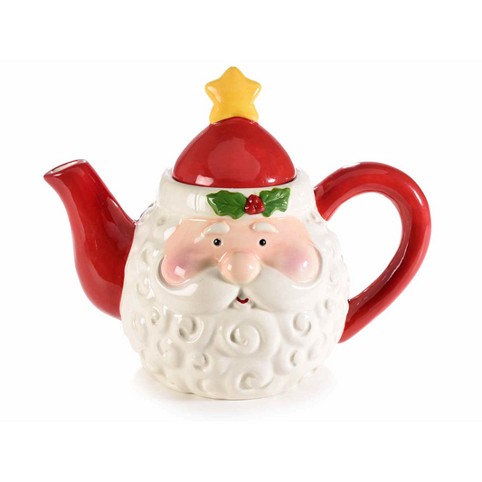 Teiera in Ceramica con Babbo Natale e Stella con 150g Torroncini Dolmarr Cioccolato 01